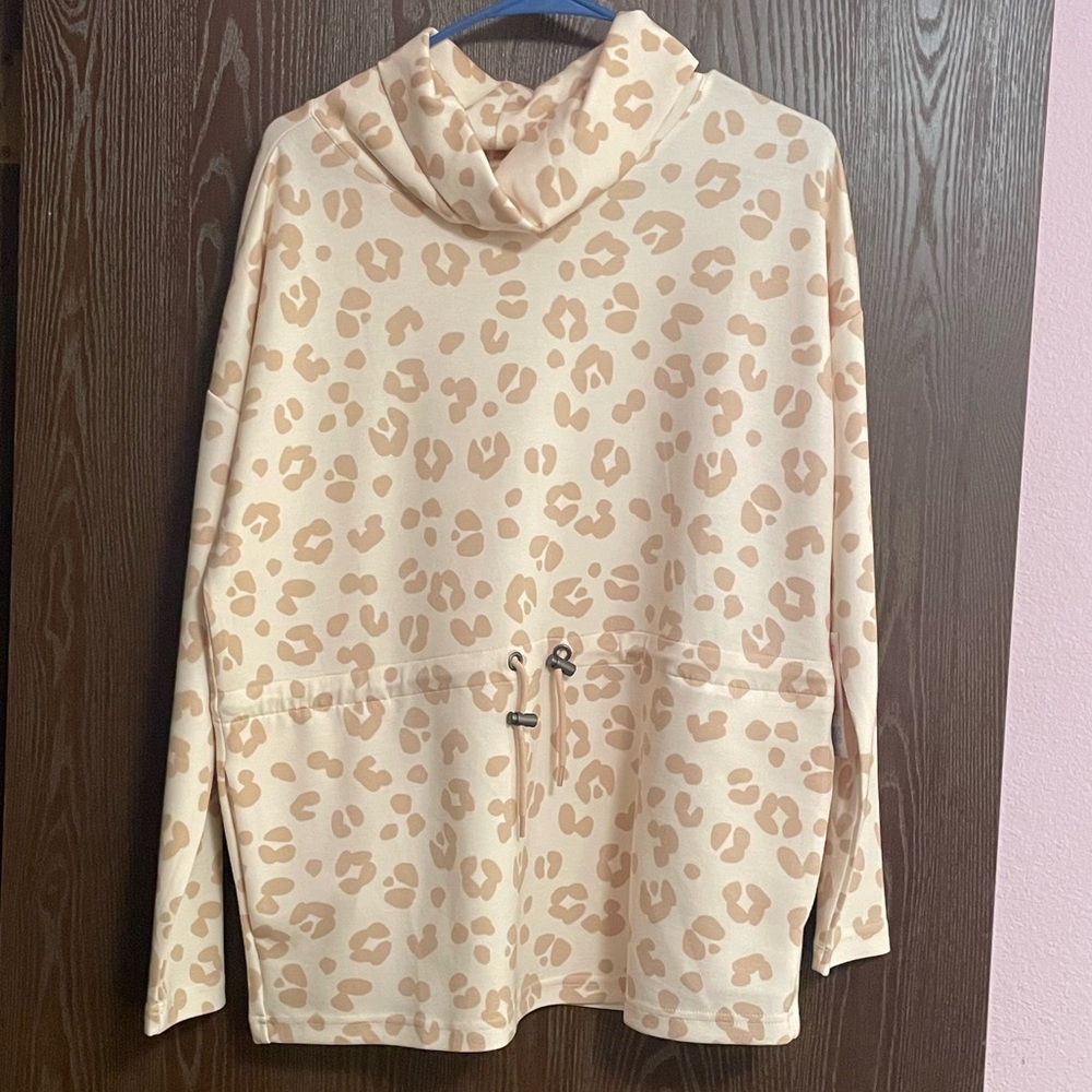 Leopard Print Cowl Neck Sweater